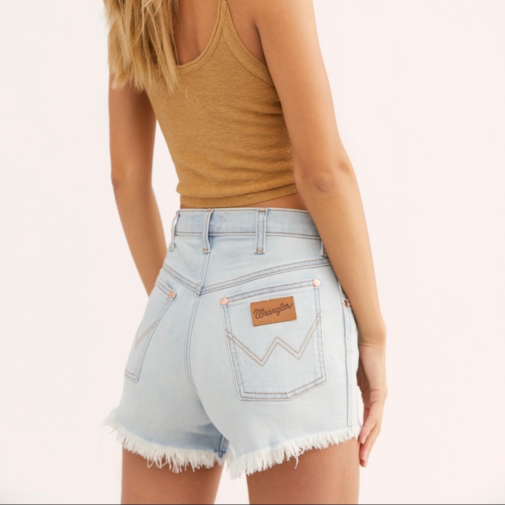 Free People Blue Wrangler Cutoff Stretch S…